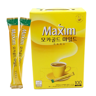 麦馨咖啡粉Maxim三合一韩国进口摩卡速溶100条礼盒装黄盒麦馨咖啡