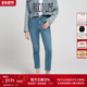 Line如卡莱修身 高腰牛仔裤 撞色女水钻微喇裤 Ruco 商场同款
