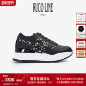 牛皮6cm增高厚底鞋 Ruco Line如卡莱意大利女奢华亮片真皮运动跑鞋