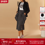 25秋冬黑白波点半身裙女侧花边宽松半裙 Line如卡莱 新品 Ruco