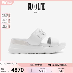 外穿女6CM商场同款 Ruco Line如卡莱意大利凉鞋 外出厚底增高拖鞋