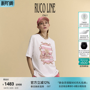 花卉印花设计 春夏T恤女棉宽松上衣短袖 Ruco Line如卡莱