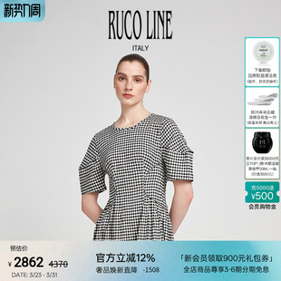 学院风女士高腰格纹连衣裙休闲短袖 Ruco 新款 春季 Line如卡莱