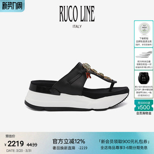 6cm增高鞋 厚底水钻人字拖女夹脚拖鞋 Line如卡莱奢华牛皮凉鞋 Ruco