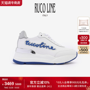 商场同款 6cm厚底增高鞋 Line如卡莱意大利女字母羊皮运动跑鞋 Ruco