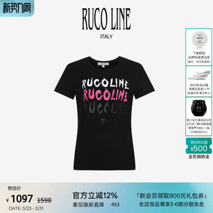 女士T恤简约百搭商场同款 圆领字母印花短袖 Line如卡莱新款 Ruco