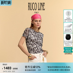 女花卉印花打底衫 Ruco 短袖 春夏新款 上衣 Line如卡莱