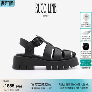 5CM增高鞋 Ruco 猪笼鞋 女厚底罗马包头凉鞋 Line如卡莱意大利新款
