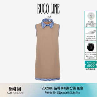 新品 连衣裙女蓝白条纹衬衫 Ruco 26春夏学院风无袖 领下摆 Line