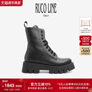 厚底锯齿短靴 牛皮革时尚 Ruco Line如卡莱意大利真皮马丁靴女新款
