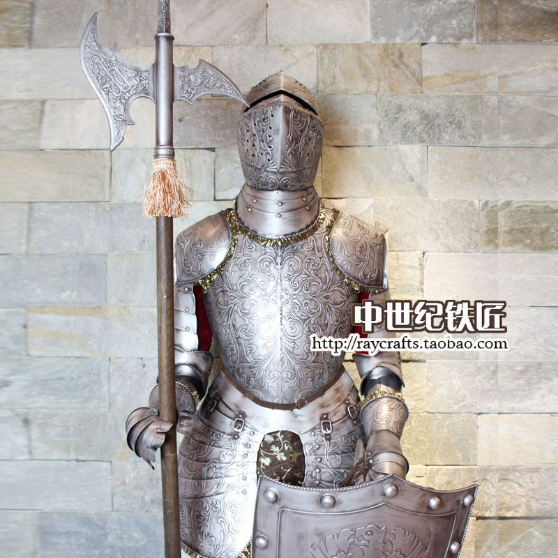 盔甲骑士金属摆件/欧洲中世纪武士盾/酒吧咖啡西餐厅铁艺装饰2