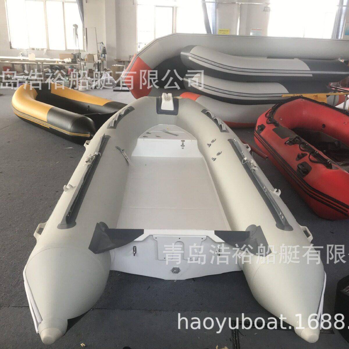 浩裕游艇新款4.1米玻璃钢船钓鱼艇橡皮艇冲锋舟