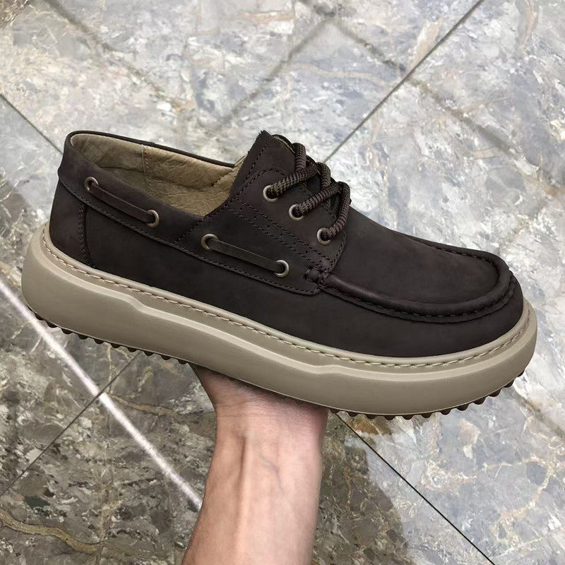 新款男士真皮轻便厚底休闲皮鞋