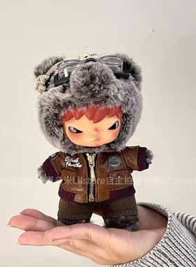 【娃衣】小野Hirono公路日志娃衣酷棕皮夹克套装挂件17cm衣服着替