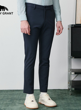 亨利格兰小熊猫春夏新品男裤商务休闲修身中高腰长裤子时尚通勤裤