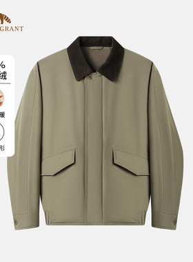 亨利格兰巴恩风白鹅绒羽绒服男士冬季新款气质休闲保暖外套上衣