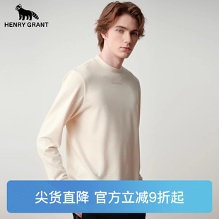 T恤英伦休闲宽松打底衫 亨利格兰小熊猫春秋新品 百搭长袖 男士 时尚