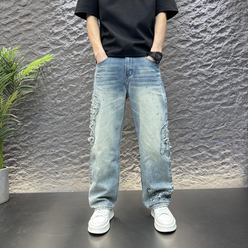 2025新款春季破洞浅蓝牛仔裤