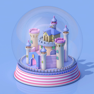 C4D水晶城堡自建模型源文件原创C4D场景作品普通材质建模视频A43