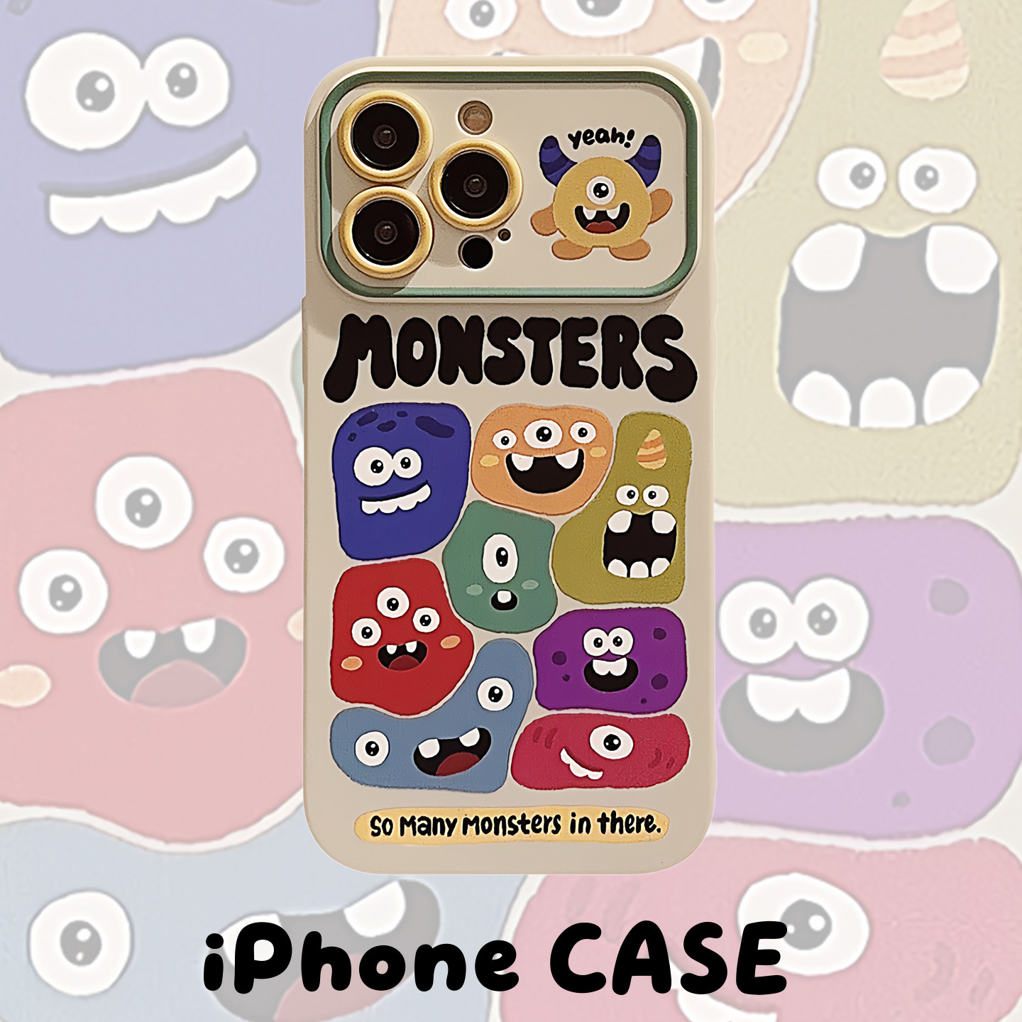 卡通小怪兽苹果17精孔手机壳