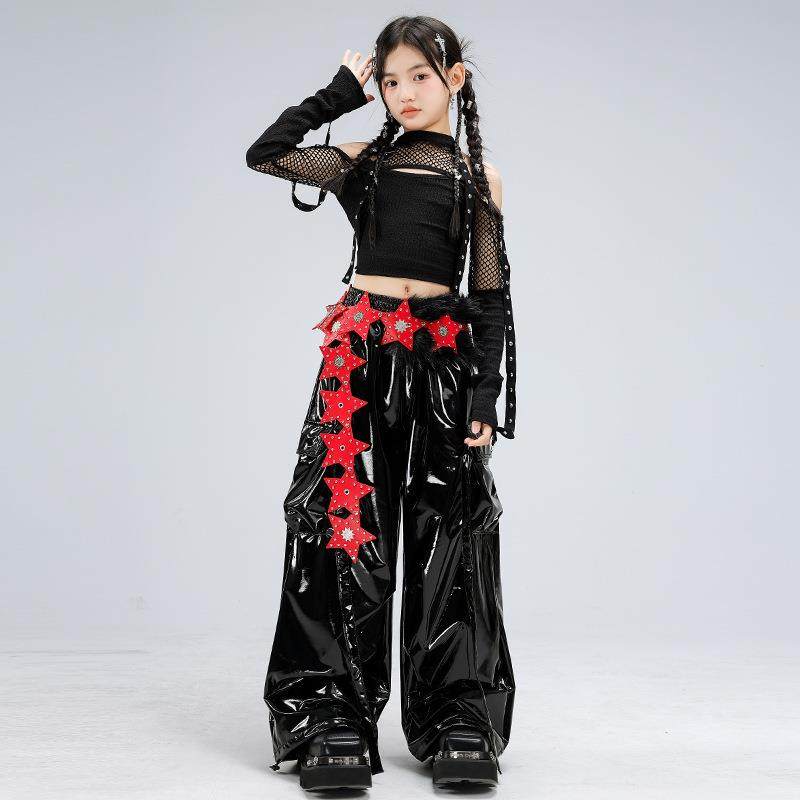 爵士舞服装女儿童露脐露肩网孔皮裤舞蹈服套装jazz女童街舞表演服,童装/婴儿装/亲子装,儿童演出服,淘宝优惠券,粉丝福利购,淘宝优惠卷