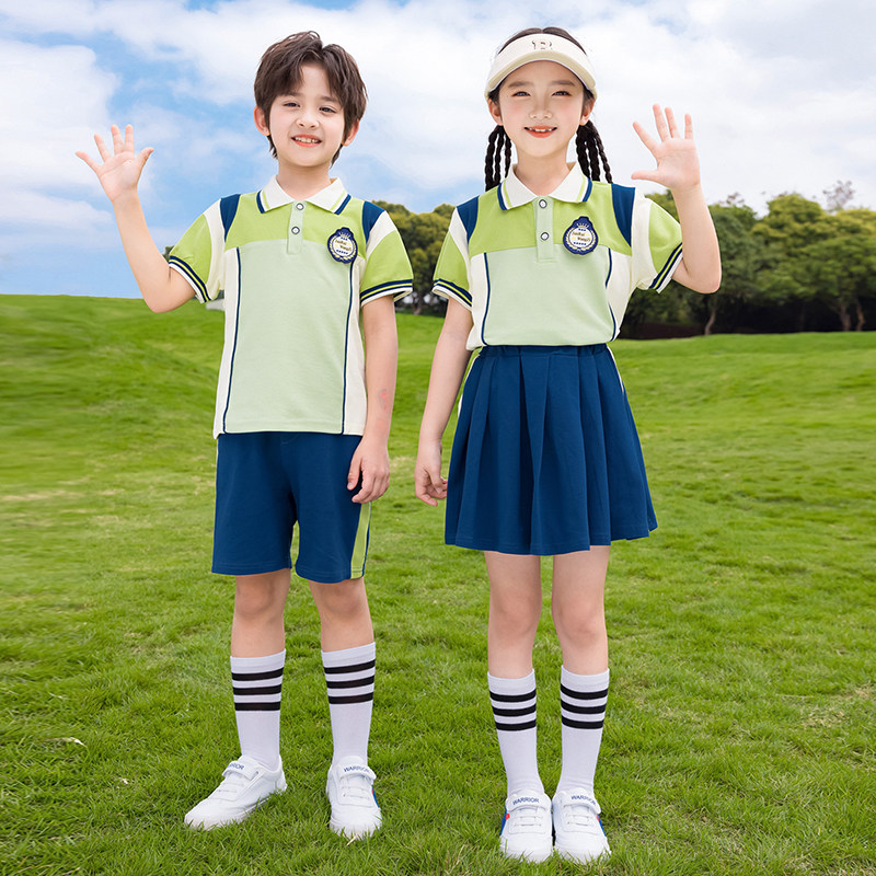 中小学生校服夏季新款短袖套装幼儿园园服运动会英伦风演出服班服