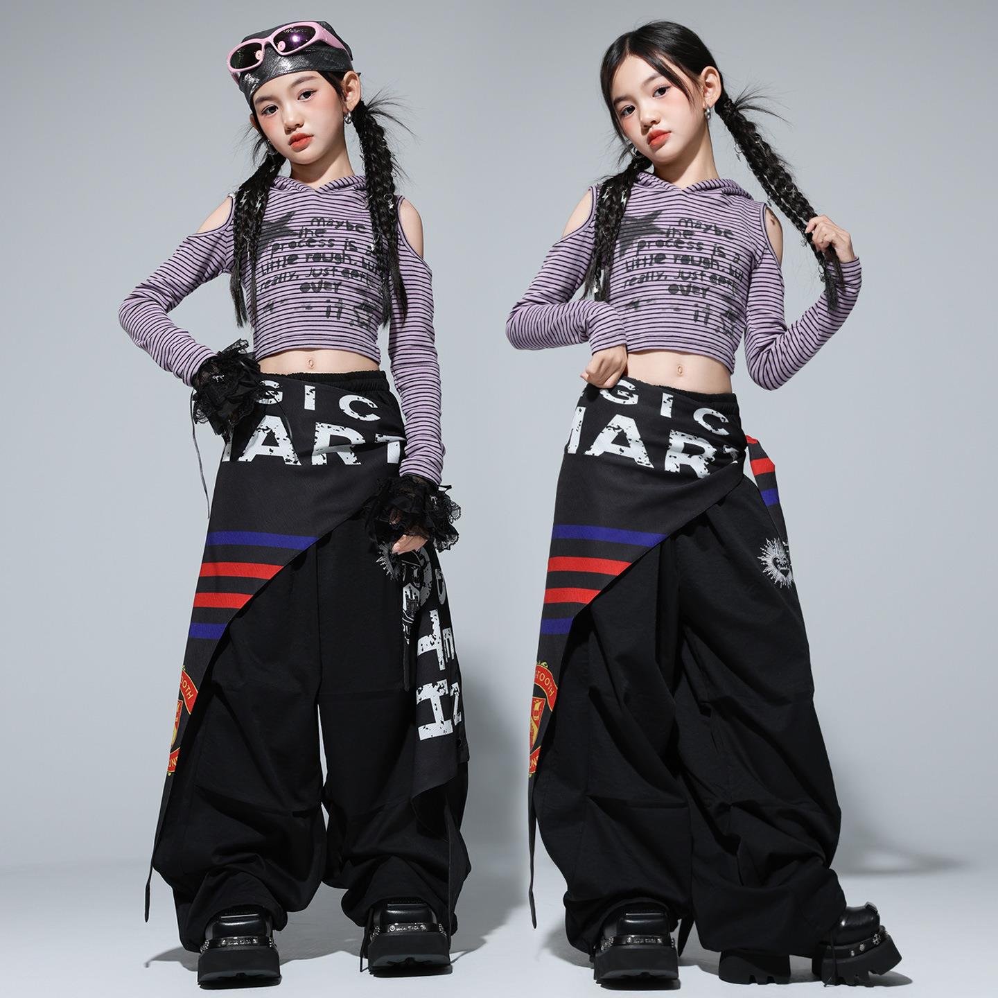 爵士舞女童服装小学生街舞儿童套装舞蹈演出服潮服jazz嘻哈表演服