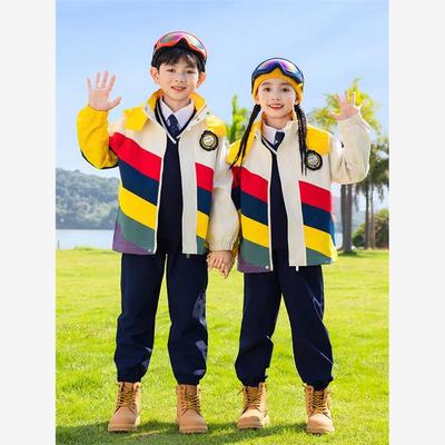 春秋季小学生校服冲锋衣三合一运动班服套装秋冬款户外幼儿园园服