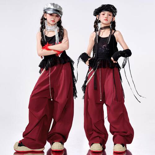爵士舞女童服装潮酷甜酷风jazz街舞走秀演出服女孩夏女团时髦套装