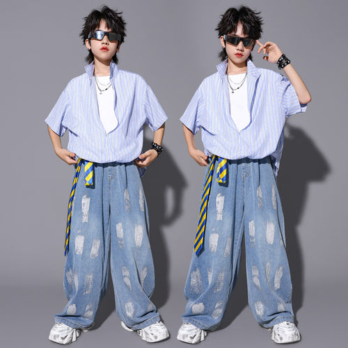 街舞儿童演出潮服男童嘻哈炸街表演服装少儿hiphop舞蹈架子鼓套装