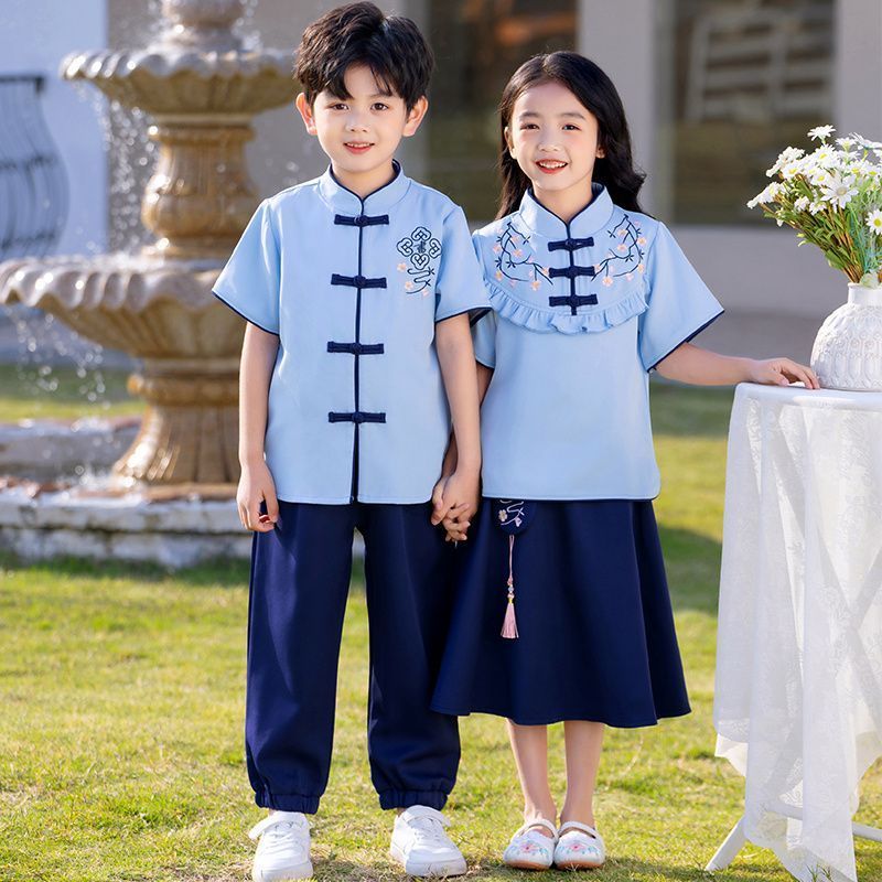 中国风幼儿园园服春秋长袖汉服小学生校服民国风品质班服套装毕业