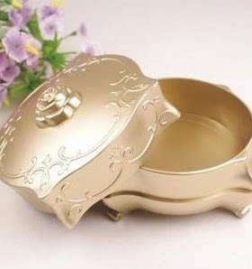 复古安娜粉盒金色化妆桶首饰盒