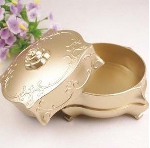 妮然复古的美 散粉盒金色魔幻映彩持久粉扑盒化妆桶首饰盒