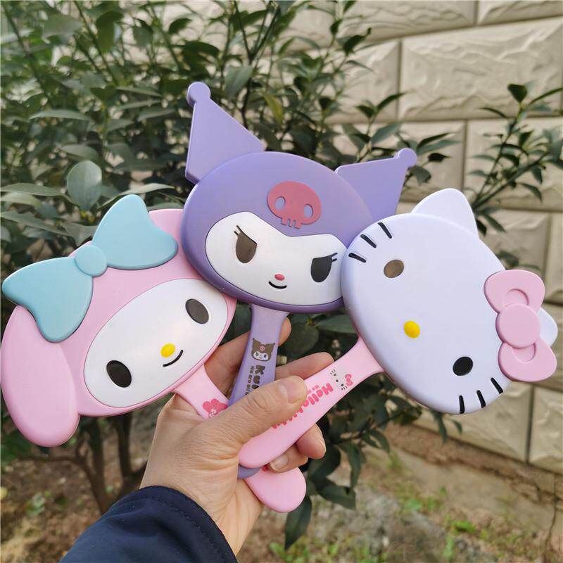 新款卡通抽取手持梳可爱库洛米KT一体镜梳女学生宿舍便携美妆镜