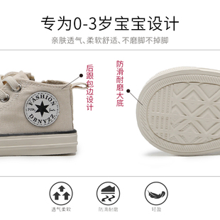 小童帆布鞋婴儿宝宝软底学步鞋子一岁高帮女宝秋季儿童鞋男童春款