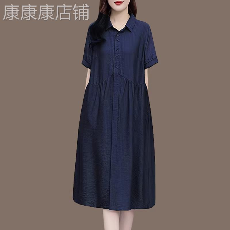 2026年夏季新款中年妈妈减龄棉麻胖mm裙子大尺码宽松显瘦棉绸洋装