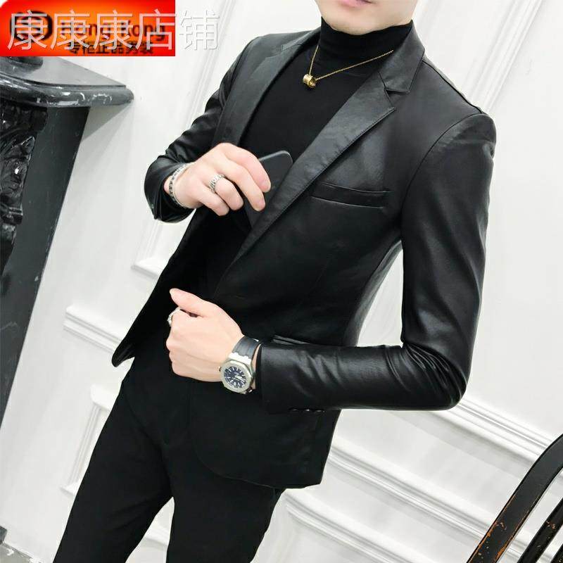 真皮皮衣男春秋冬季2024新款西装领休闲修身高级感皮夹克男士外套