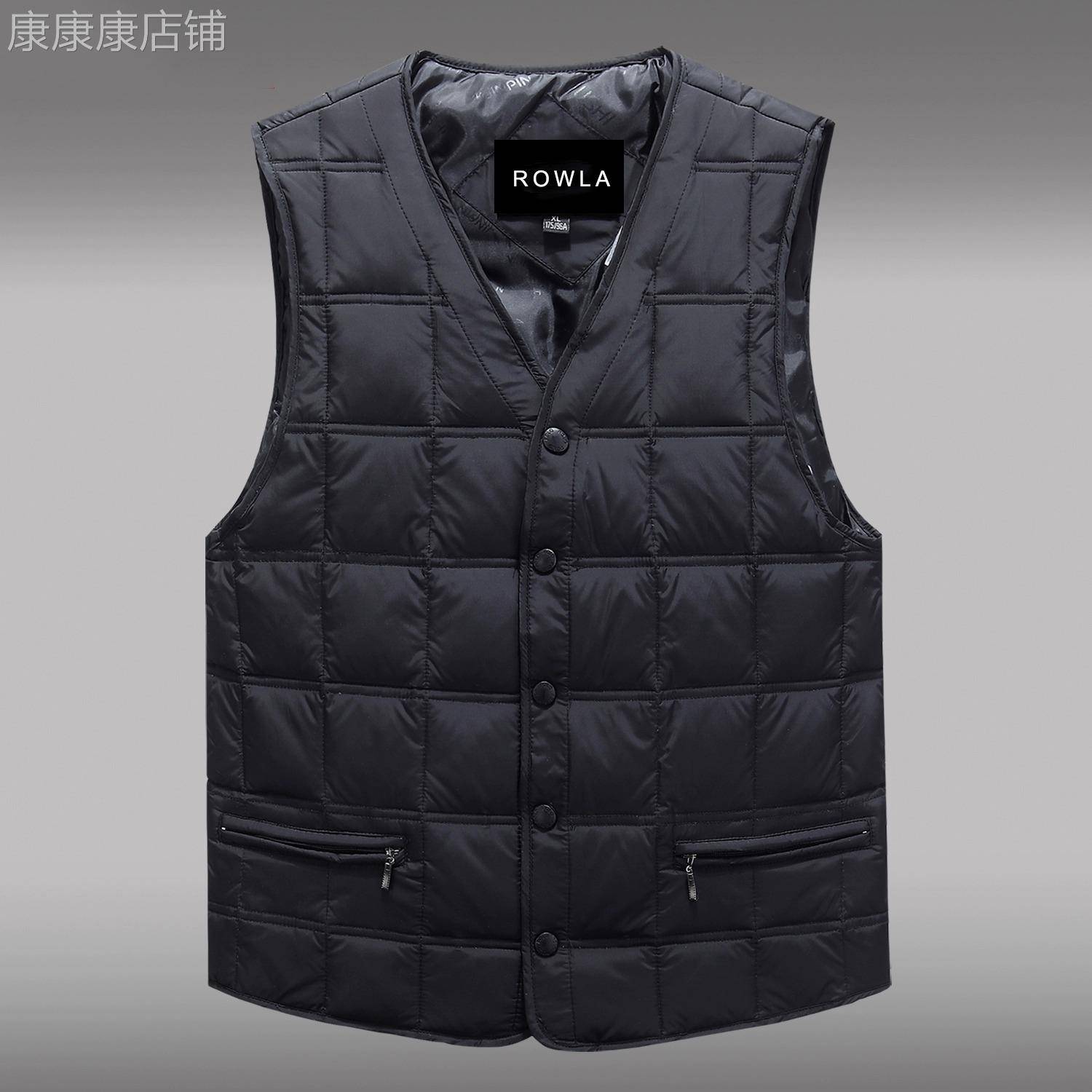 优惠中老年轻薄羽绒马甲男大码保暖休闲v领内胆坎肩商务绅士马夹