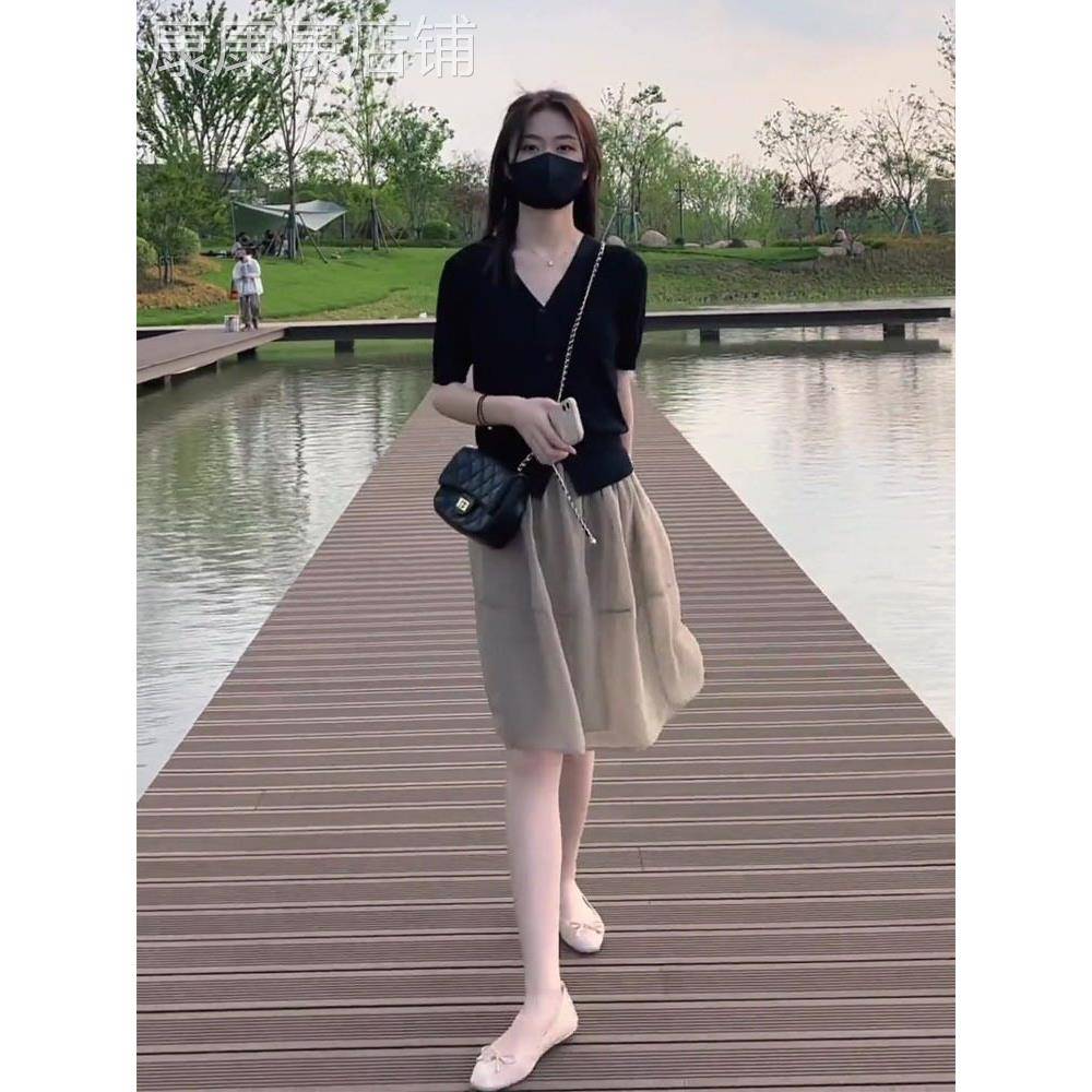 网纱半身裙女士春夏欧货高腰遮胯a字裙子小个子蓬蓬短裙欧根纱裙