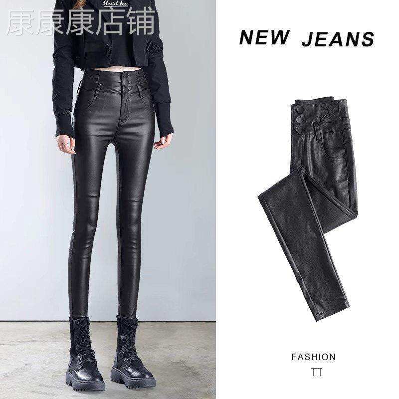 黑色皮裤女秋冬季2025新款高腰显瘦加绒加厚紧身外穿打底小脚裤子