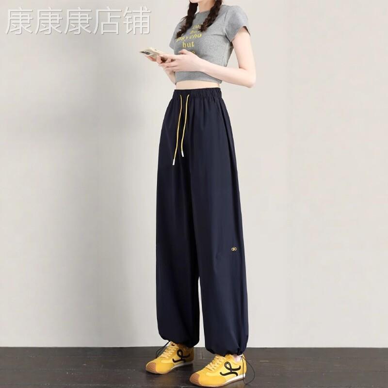 藏青色束脚工装裤女夏季薄款2026年新款高腰显瘦休闲裤速干运动裤