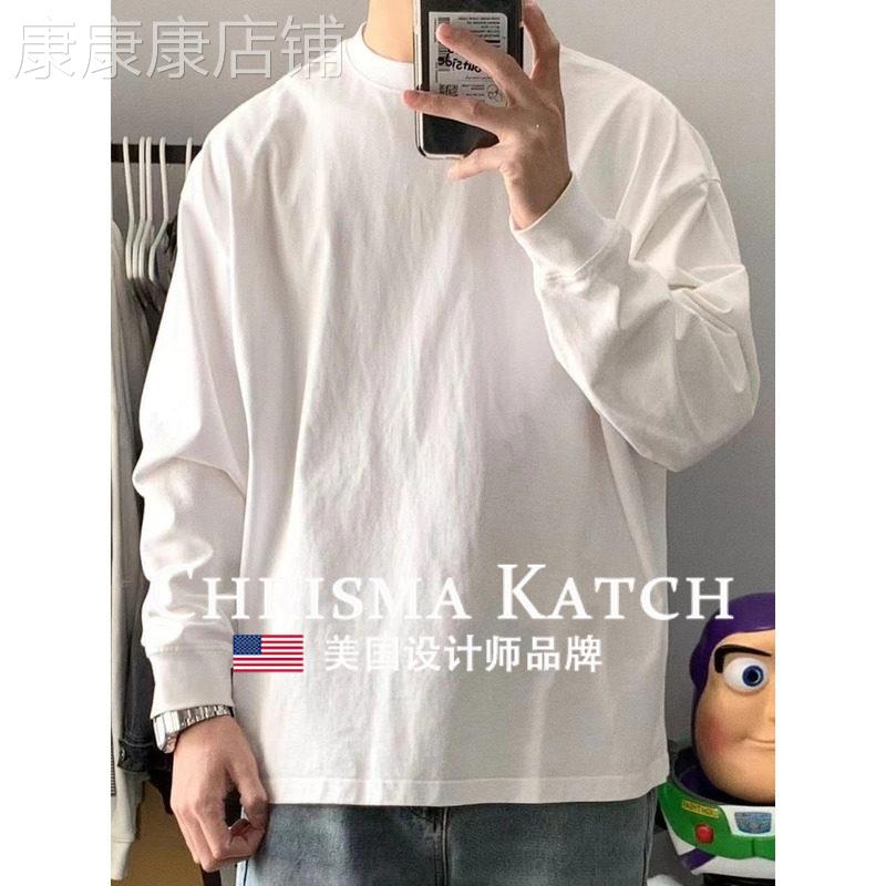 出口美国⭐Chrisma Katch~纯棉基础款纯色长袖T恤宽松韩版内搭衣