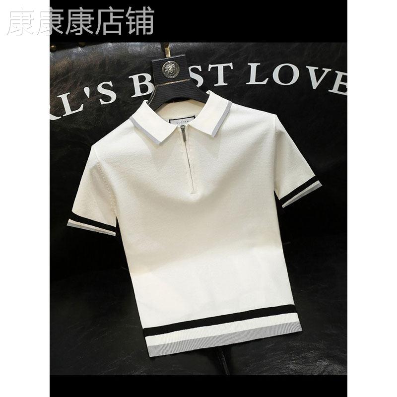 撞色拼接针织短袖polo衫男士夏季2026新款韩版潮流休闲百搭T恤衫