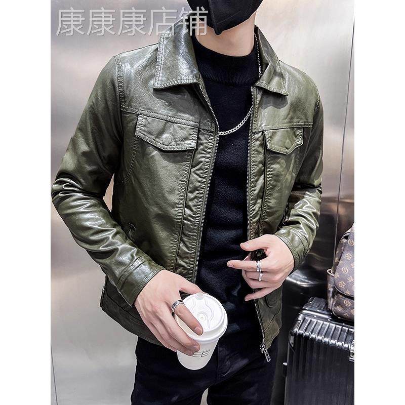 潮牌皮衣男秋冬加绒加厚高级感机车夹克痞帅炸街修身翻领外套上衣