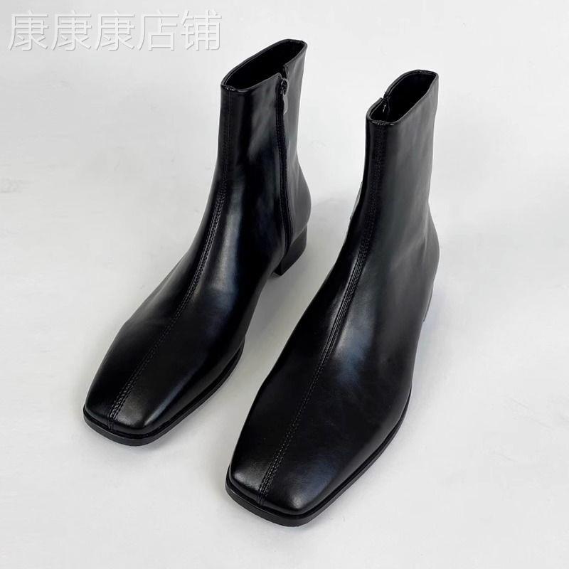 切尔西男靴高帮方头皮鞋男中筒靴英伦风男靴子2025新款秋冬季加绒