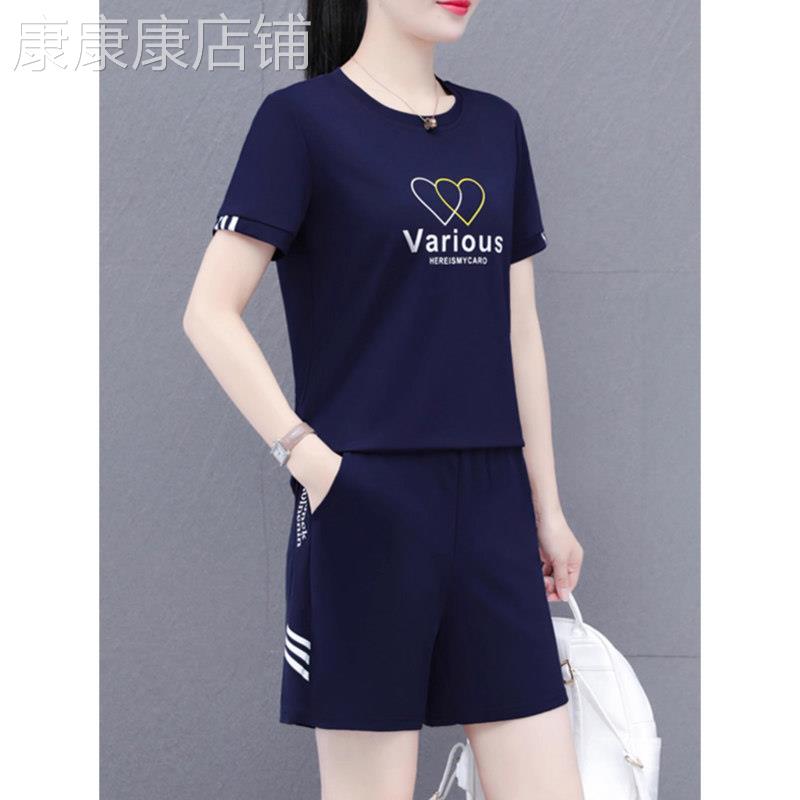 冰丝短袖短裤跑步运动套装女夏装2026年新款小个子休闲健身两件套