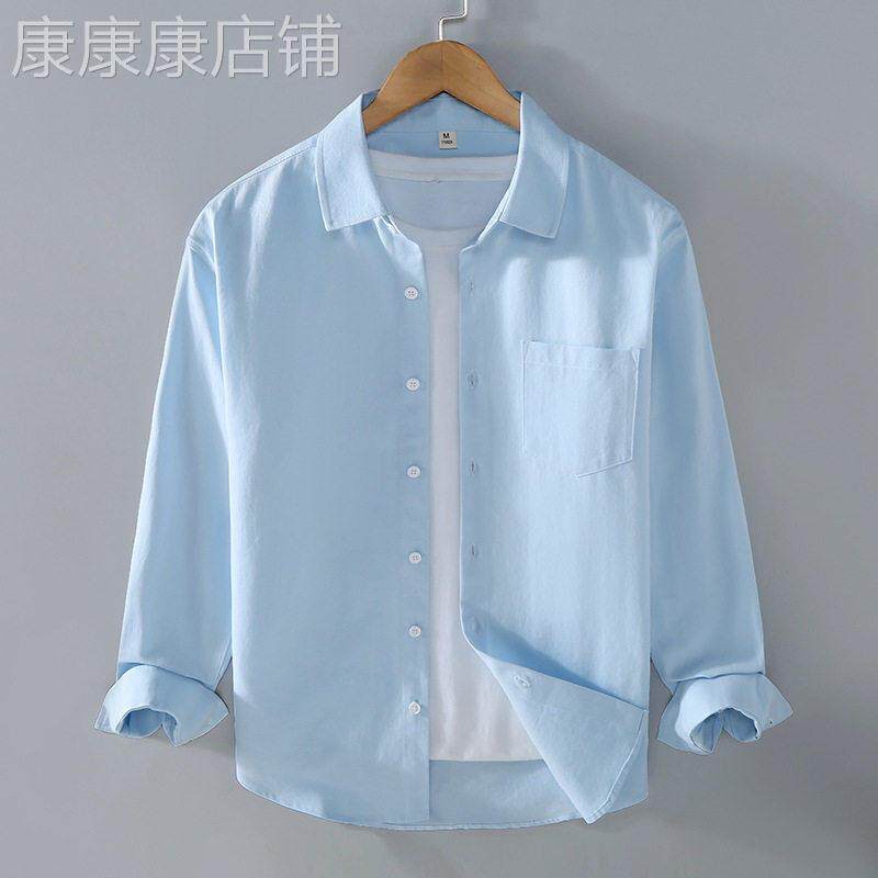 MK正品日系纯棉衬衫男长袖春秋季高端工装休闲风百搭男士衬衫外套