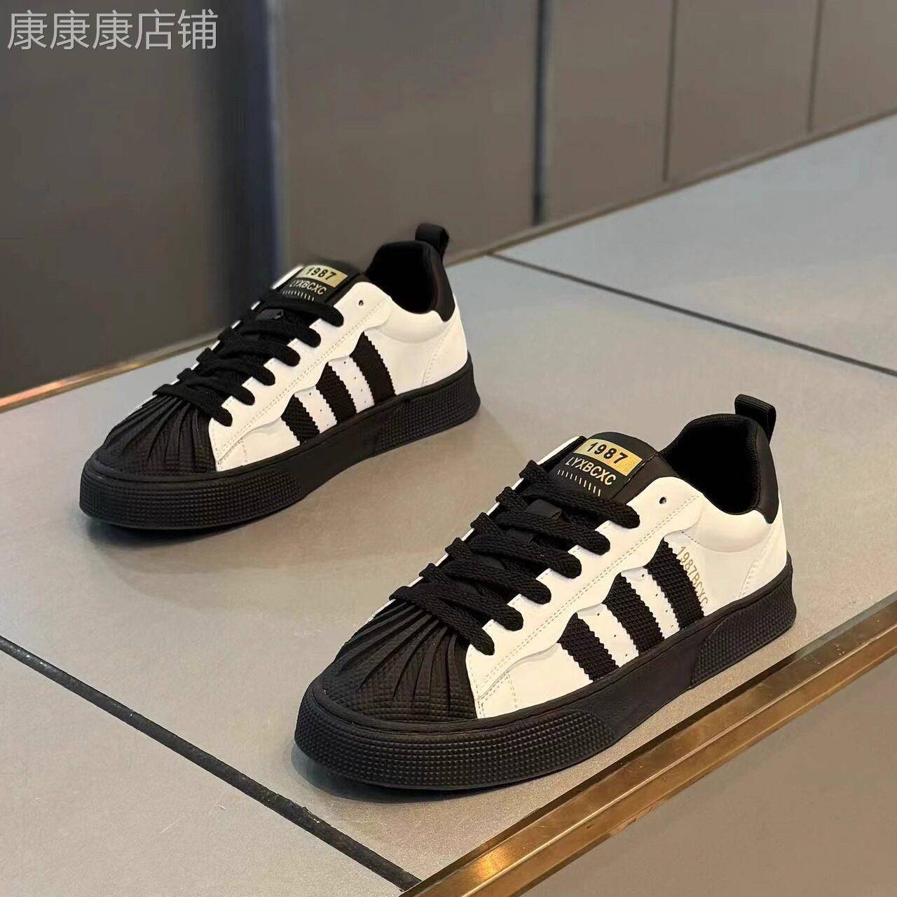 潮牌贝壳头男鞋2026夏季透气百搭布鞋运动休闲小白板鞋厚底帆布鞋