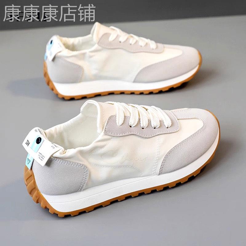 真皮厚底阿甘鞋女春秋2025新款百搭透气德训鞋休闲运动跑步小白鞋