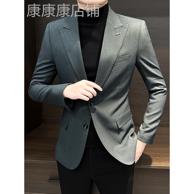 痞帅西装外套男士春秋韩版潮流商务休闲修身单西服时尚高级感上衣